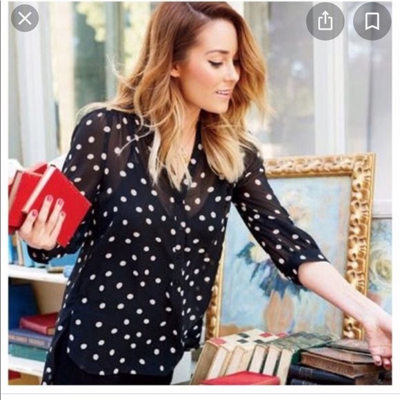 Lauren Conrad Polka Dot Sheer Blouse - Picture 1 of 6
